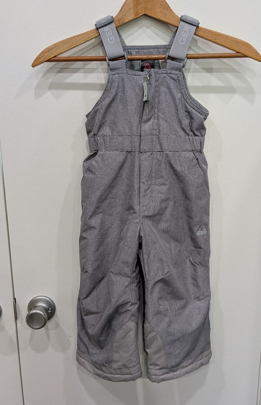 Gerry Snow Bib Overalls Gray Unisex Fleece Lined Winter Ski Pants Toddler 2T